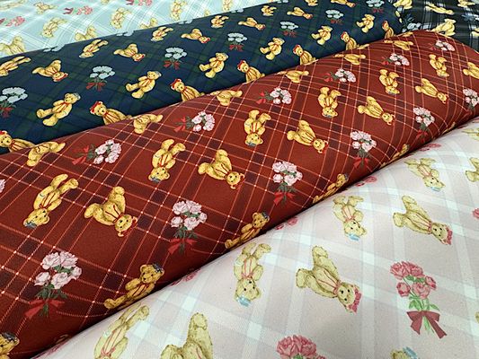 青木美沙子×クラシカルモダン 広幅ポリエステルプリント「あこがれくま」