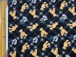 青木美沙子×クラシカルモダン 広幅ポリエステルプリント「あこがれくま」ブラック