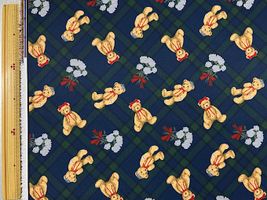 青木美沙子×クラシカルモダン 広幅ポリエステルプリント「あこがれくま」ネイビー