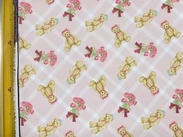 青木美沙子×クラシカルモダン 広幅ポリエステルプリント「あこがれくま」ピンク