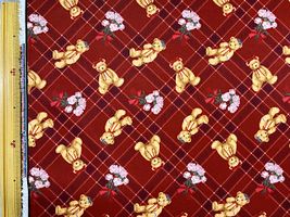 青木美沙子×クラシカルモダン 広幅ポリエステルプリント「あこがれくま」レッド