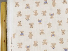 お気に入りベビーダブルガーゼプリント「テディベア」アイボリー