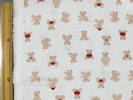 お気に入りベビーダブルガーゼプリント「テディベア」オフホワイト
