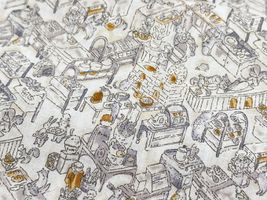 my piece of fabric 60ローンプリント「アニマル・ベーカリー」オフ白地