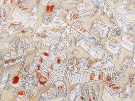 my piece of fabric 60ローンプリント「アニマル・ベーカリー」ベージュ地