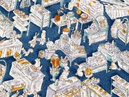 my piece of fabric 60ローンプリント「アニマル・ベーカリー」ネイビー地