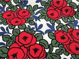 コットンこばやし コットンキャンバスプリント「ポタリーローズ」レッド系