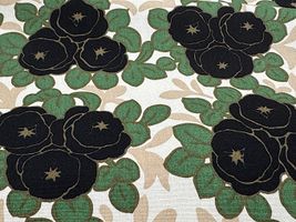 コットンこばやし コットンキャンバスプリント「ポタリーローズ」オフ白地×黒花