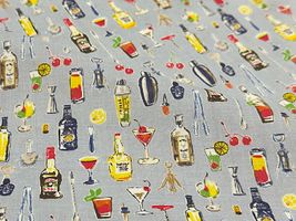 my piece of fabric 60ローンプリント「カクテル」グレー