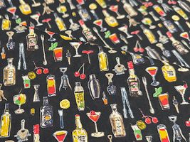 my piece of fabric 60ローンプリント「カクテル」ブラック