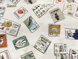 my piece of fabric 60ローンプリント「MAGAZINE」オフ白