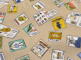 my piece of fabric 60ローンプリント「MAGAZINE」ベージュ