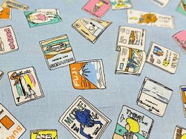 my piece of fabric 60ローンプリント「MAGAZINE」サックス