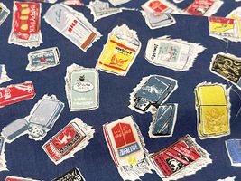 my piece of fabric 60ローンプリント「TOBACCO」ネイビー