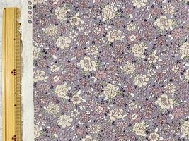 YUWA綿麻キャンバスプリント「graceful flowers」ラベンダー地