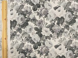 YUWA綿麻キャンバスプリント「Eleanor（エレノア）」生成地×グレー花