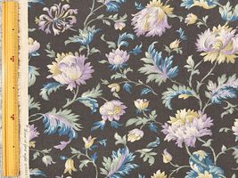 YUWA綿麻シーチングプリント「Nordic flower」チャコール地