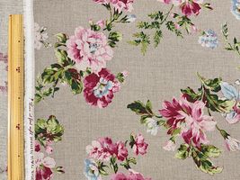 YUWAロイヤルソフトリネンプリント「Grandi fiori」グレージュ