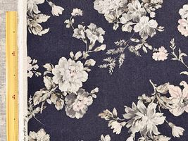 YUWAロイヤルソフトリネンプリント「Grandi fiori」ダークネイビー