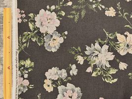 YUWAロイヤルソフトリネンプリント「Grandi fiori」ブラック