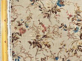 YUWAロイヤルソフトリネンプリント「Healing flowers」ベージュ地×青花