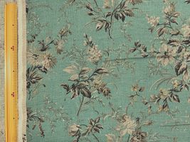 YUWAロイヤルソフトリネンプリント「Healing flowers」ターコイズ