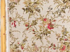 YUWAロイヤルソフトリネンプリント「Healing flowers」ナチュラル地×赤花