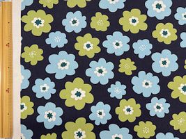 オックスプリント 北欧調のポップフラワーネイビー