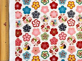 スケアープリント 金華物語「鶯と梅」アイボリー