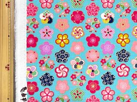 スケアープリント 金華物語「鶯と梅」ターコイズ