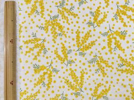 ミモザ舞い散るダブルガーゼプリントオフホワイト