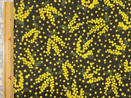 ミモザ舞い散るダブルガーゼプリントチャコール