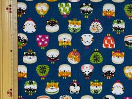 スケアープリント わんこだ和「がま口だワン」ブルー