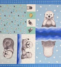 コッカ ラッコ推しのシーチングパネルプリントブルー系