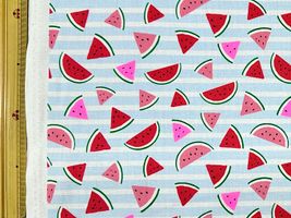 POPなネオンスイカのシーチングプリントライトブルー