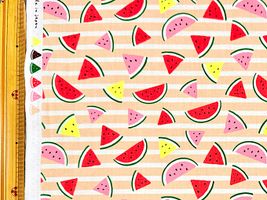 POPなネオンスイカのシーチングプリントオレンジ×アイボリー地