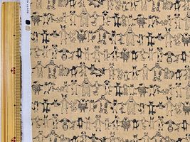 【期間限定特別価格】my piece of fabric 60ローンプリント「手つなぎアニマルズ」ブラウン