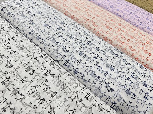 【期間限定特別価格】my piece of fabric 60ローンプリント「手つなぎアニマルズ」