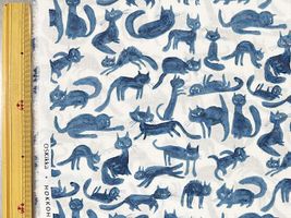 【期間限定特別価格】my piece of fabric 60ローンプリント「気ままな黒猫さん」ネイビー