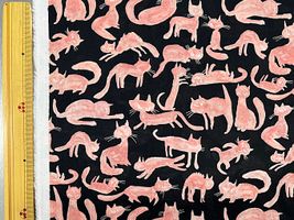 【期間限定特別価格】my piece of fabric 60ローンプリント「気ままな黒猫さん」ブラック