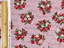 【現品限り特価】シーチングプリント un/no「クラシカルストロベリー」くすみピンク