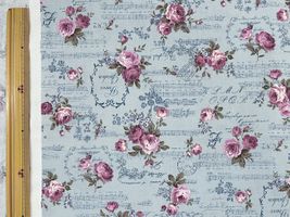 【現品限り特価】音楽とローズのロココ調シーチングプリントブルー