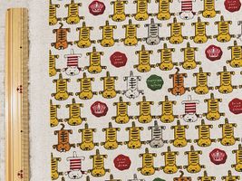 コットンこばやし 綿麻キャンバスプリント  ぺったりトラねこナチュラル