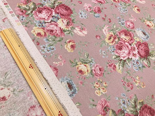 綿麻キャンバスプリント「オールドローズ」