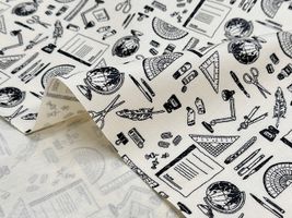 大塚屋オリジナルプリント「文具好きのためのオックスプリント」ラミネート_拡大イメージ