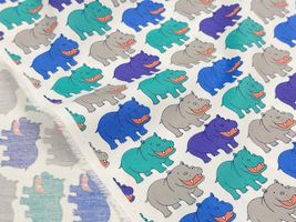 my piece of fabric カラフルヒポポタマスのブロードプリント_拡大イメージ