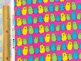 my piece of fabric カラフルピッグのブロードプリントショッキングピンク