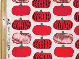 コットンこばやし アートなカボチャのコットンキャンバスプリントオフホワイト×レッド