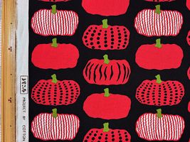 コットンこばやし アートなカボチャのコットンキャンバスプリントブラック×レッド