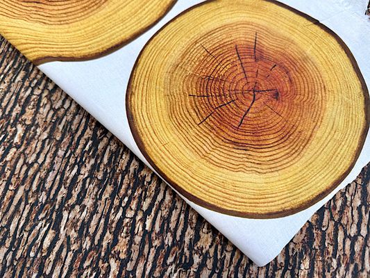 まるで本物の切り株!?のようなシーチングパネルプリント